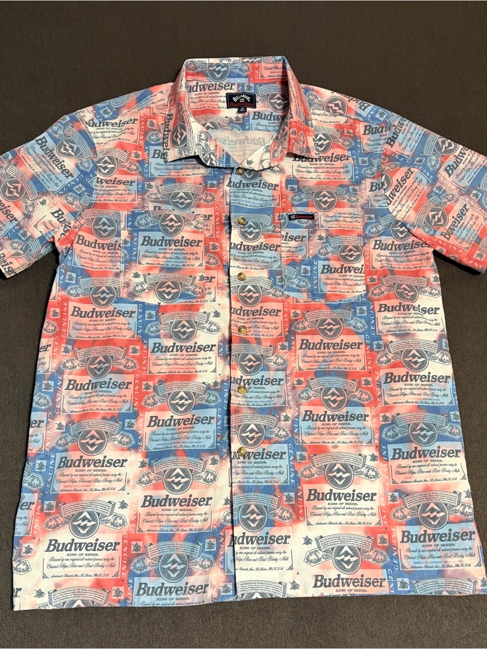 Billabong Budweiser Short-Sleeve Button-Down size Medium